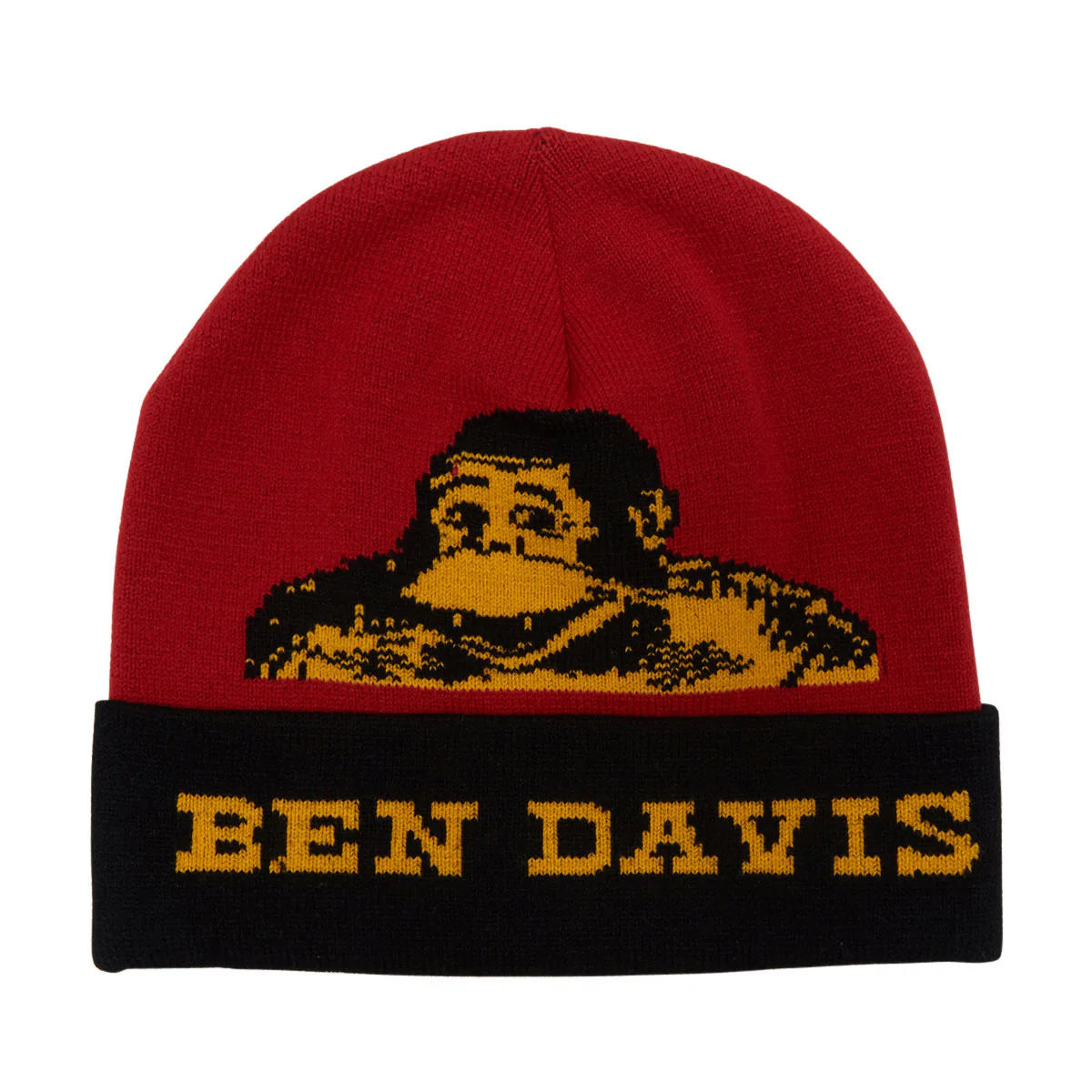 Ben Davis Knit Logo Beanie - Black/Red