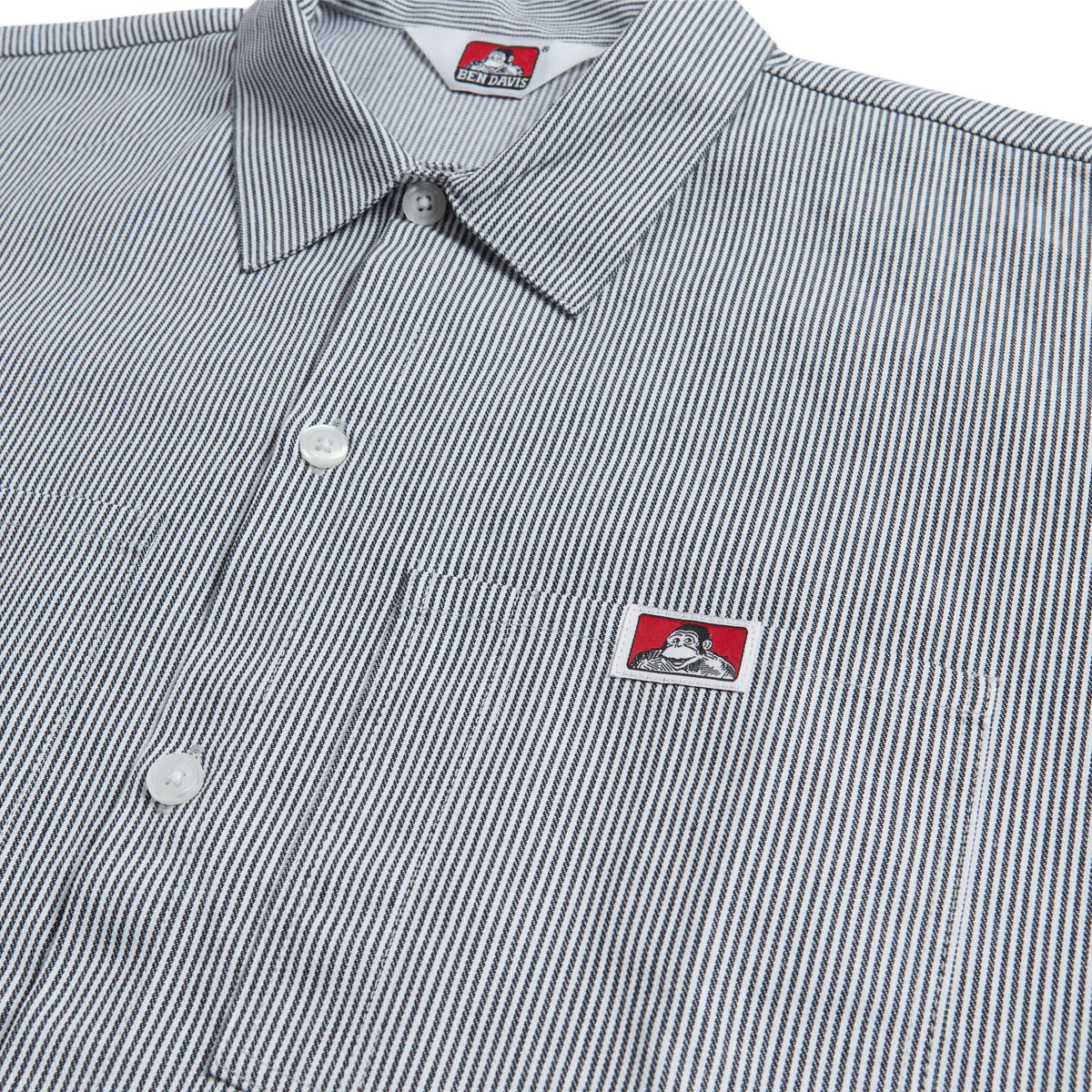 Ben Davis Long Sleeve Stripe Polyblend Shirt - Hickory - Image 3