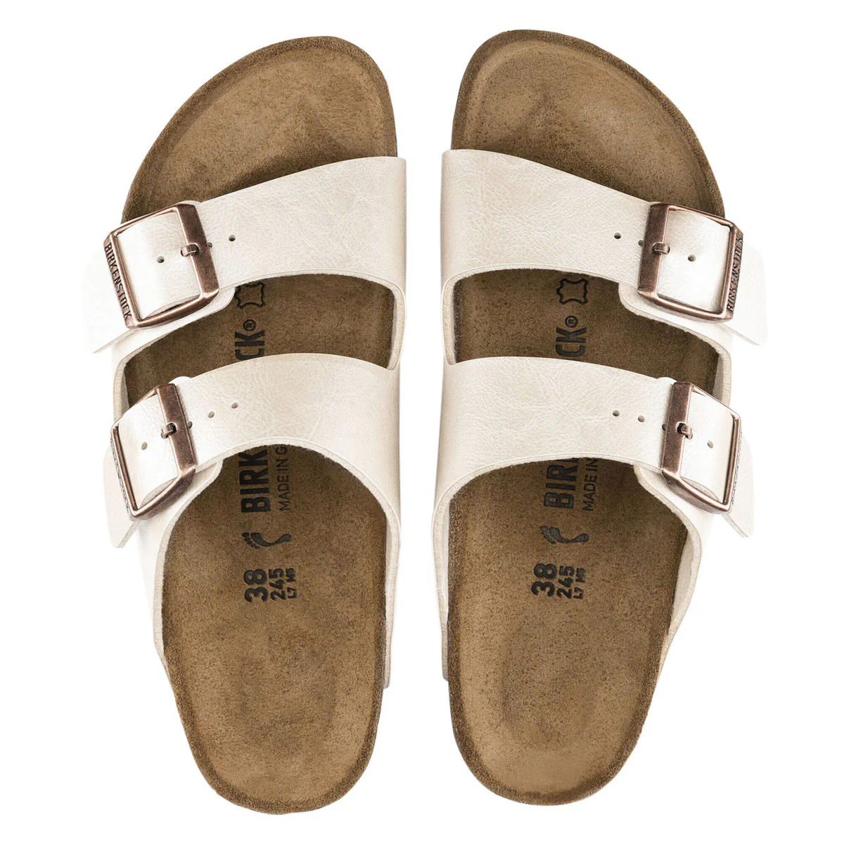 Birkenstock Womens Arizona Graceful Pearl Shoes - White Birko-Flor - Image 3