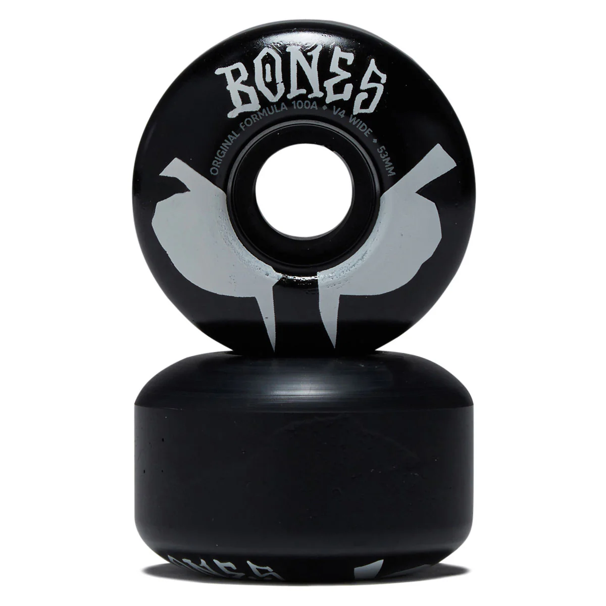 Bones 100s Wides 100a V4 Wide Skateboard Wheels - Black 2026 - 53mm - Image 2