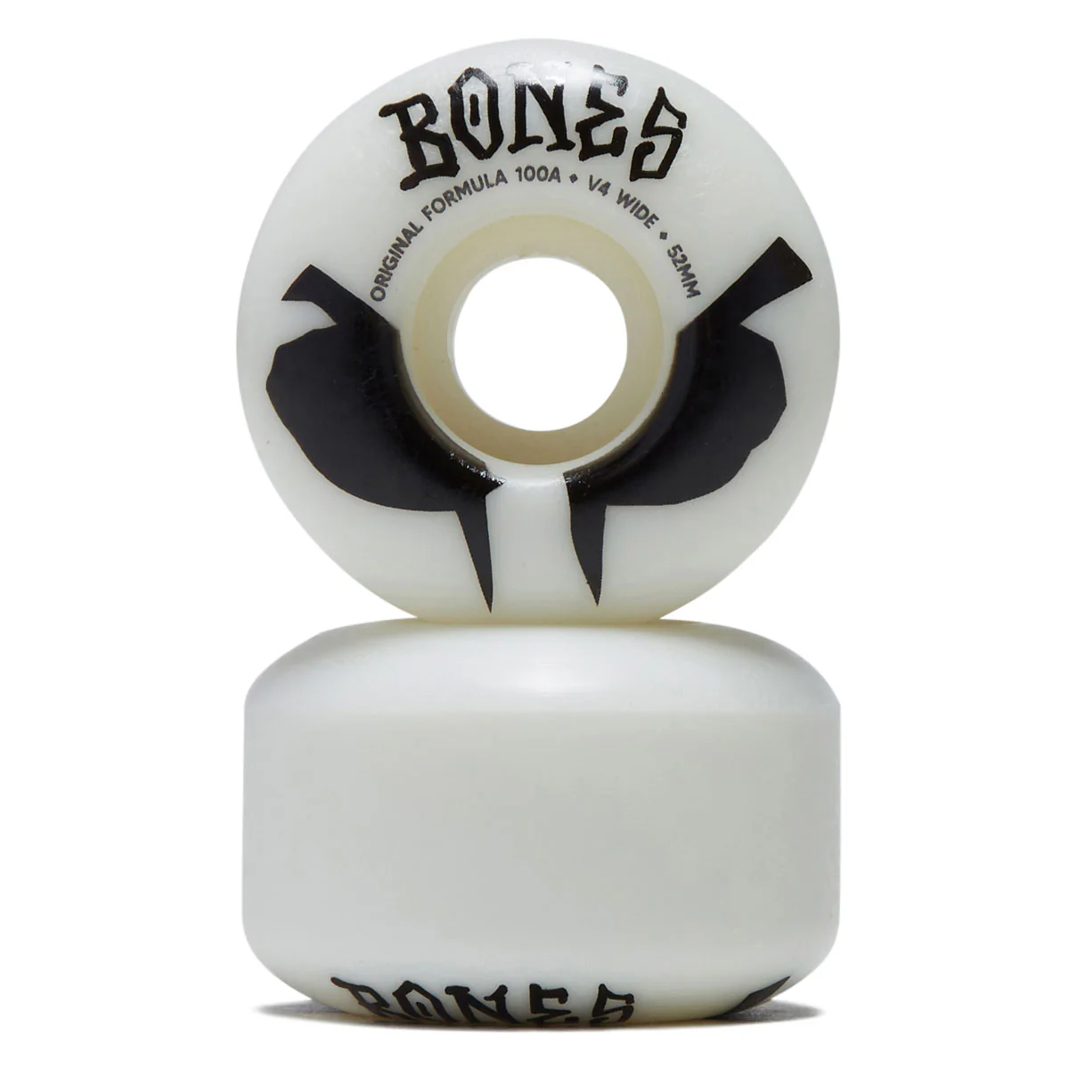 Bones 100s Wides 100a V4 Wide Skateboard Wheels - White 2026 - 52mm - Image 2