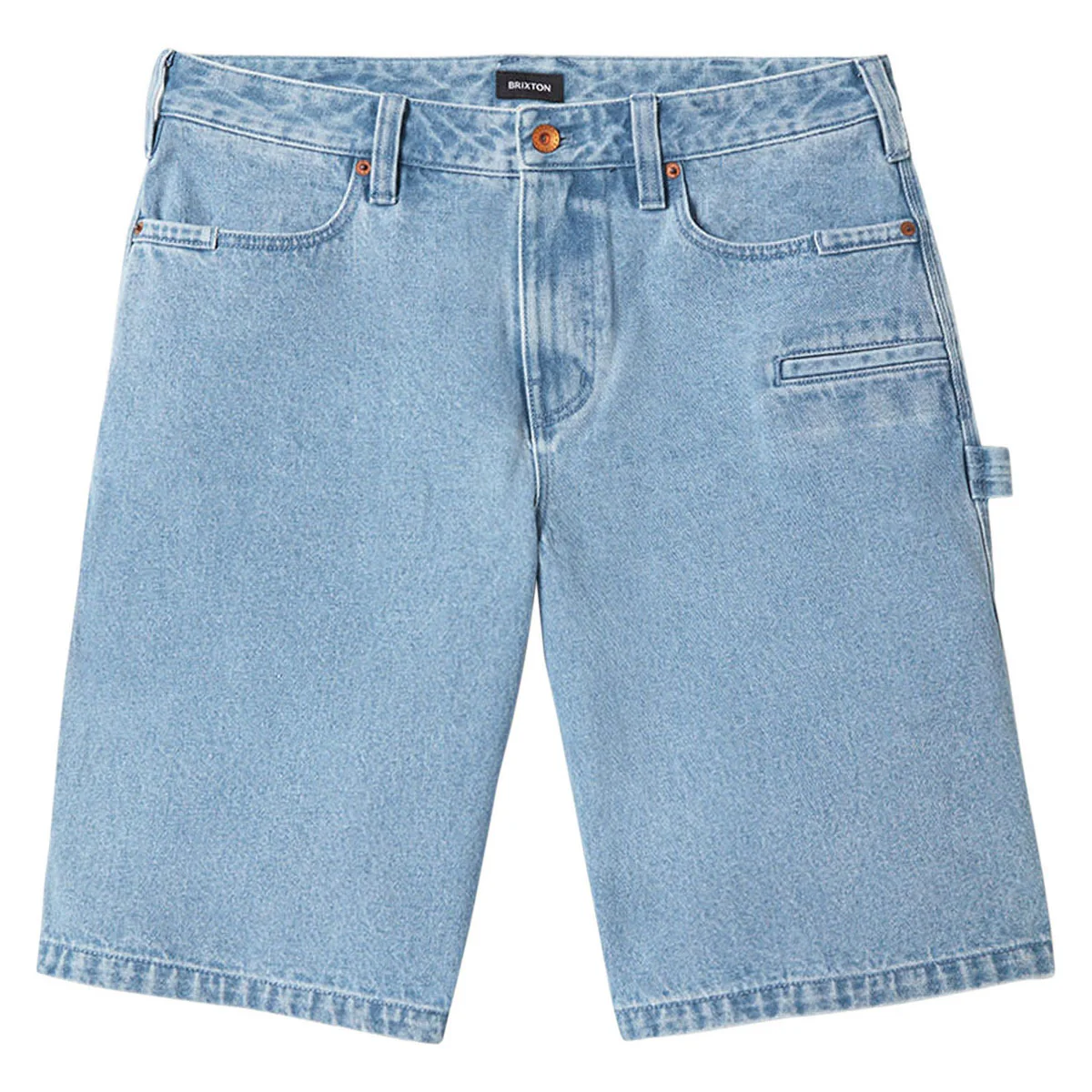 Brixton Builders Carpenter Baggy Shorts - Washed Blue Denim