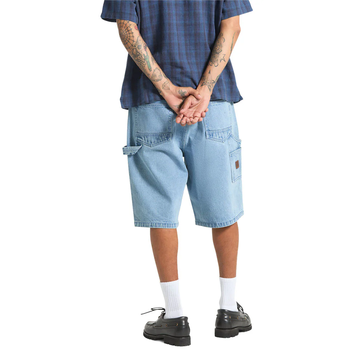 Brixton Builders Carpenter Baggy Shorts - Washed Blue Denim - Image 6