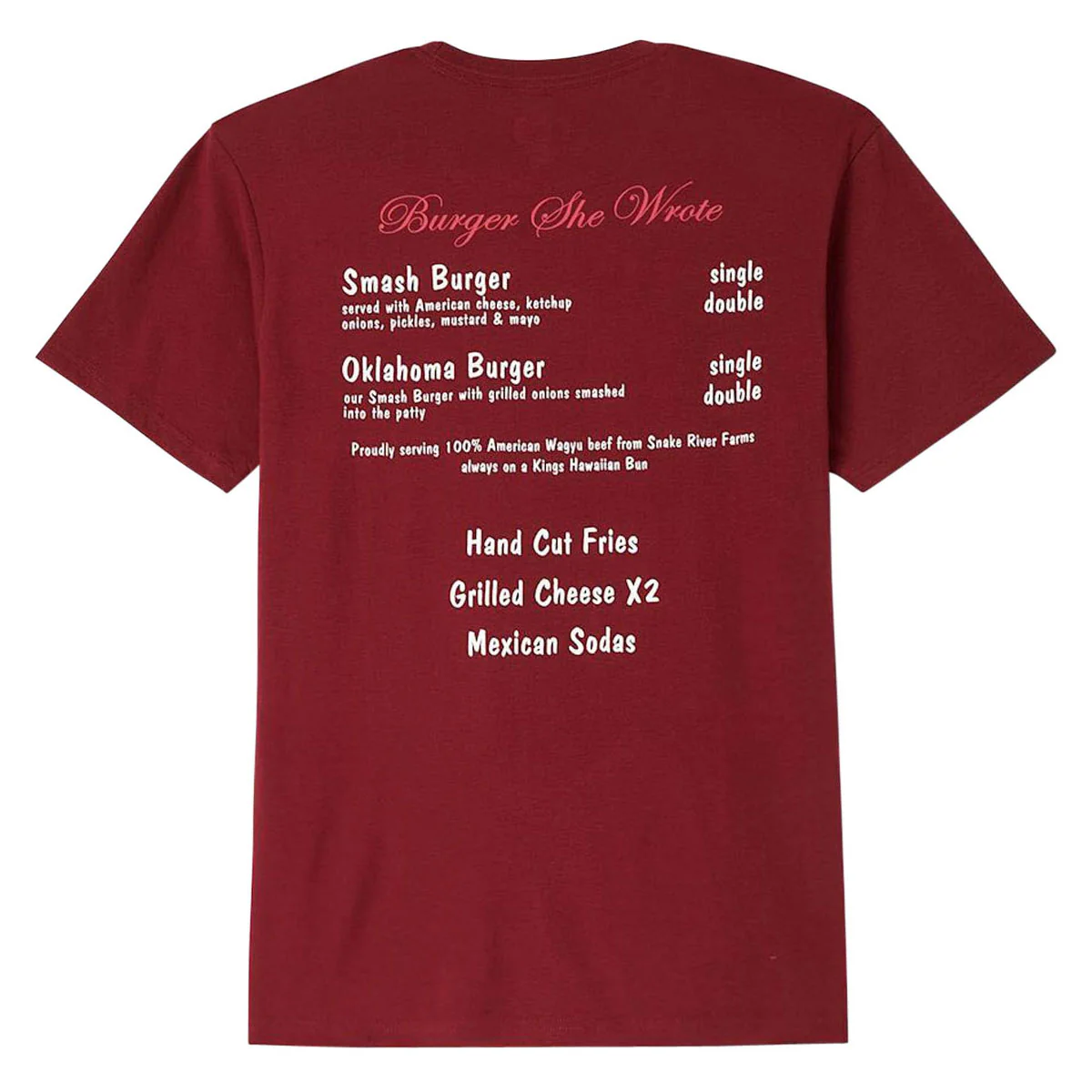 Brixton Burger She Wrote Pocket T-Shirt - Burgundy - Image 2