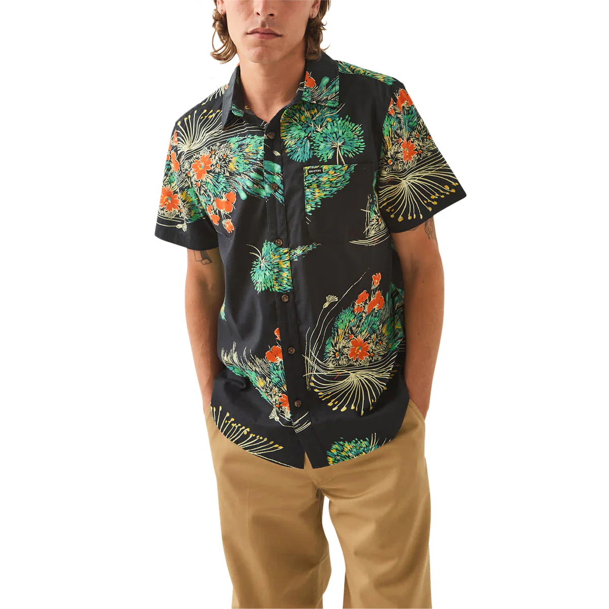 Brixton Charter Print Shirt - Black/Floral - Image 2