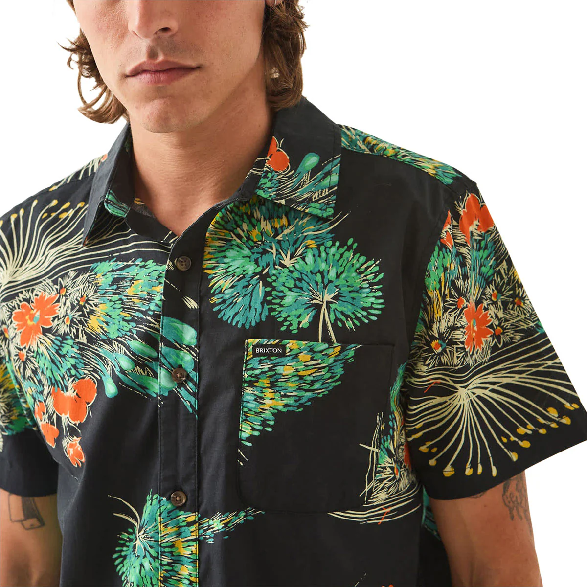 Brixton Charter Print Shirt - Black/Floral - Image 3