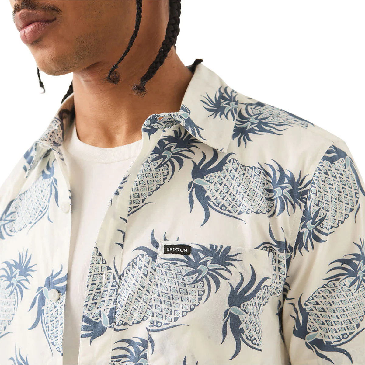 Brixton Charter Print Shirt - Off White Pineapple - Image 3
