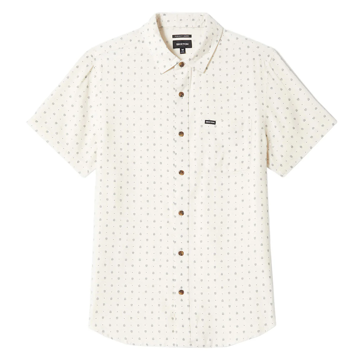 Brixton Charter Slub Shirt - Off White Micro Geo - Image 4