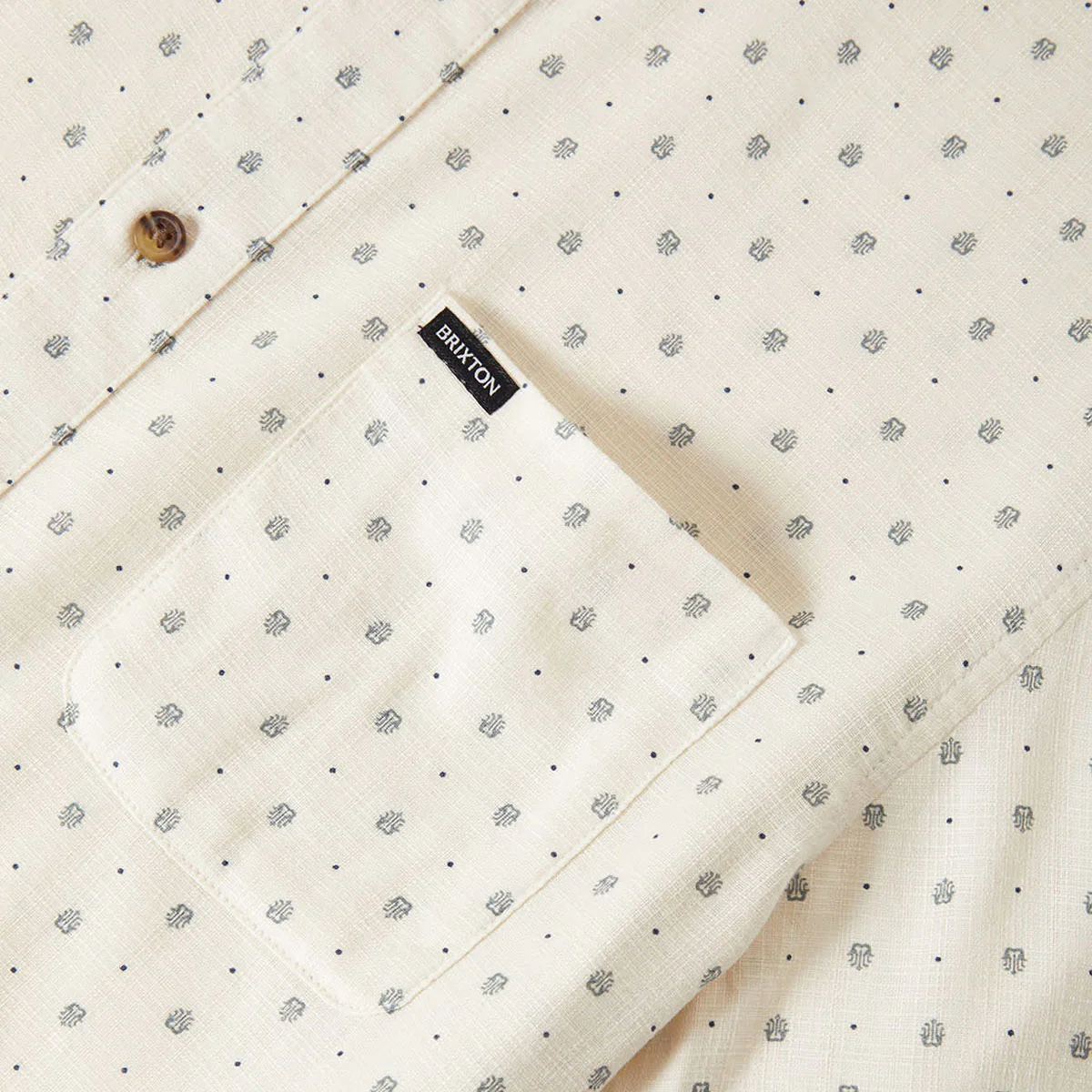 Brixton Charter Slub Shirt - Off White Micro Geo - Image 5