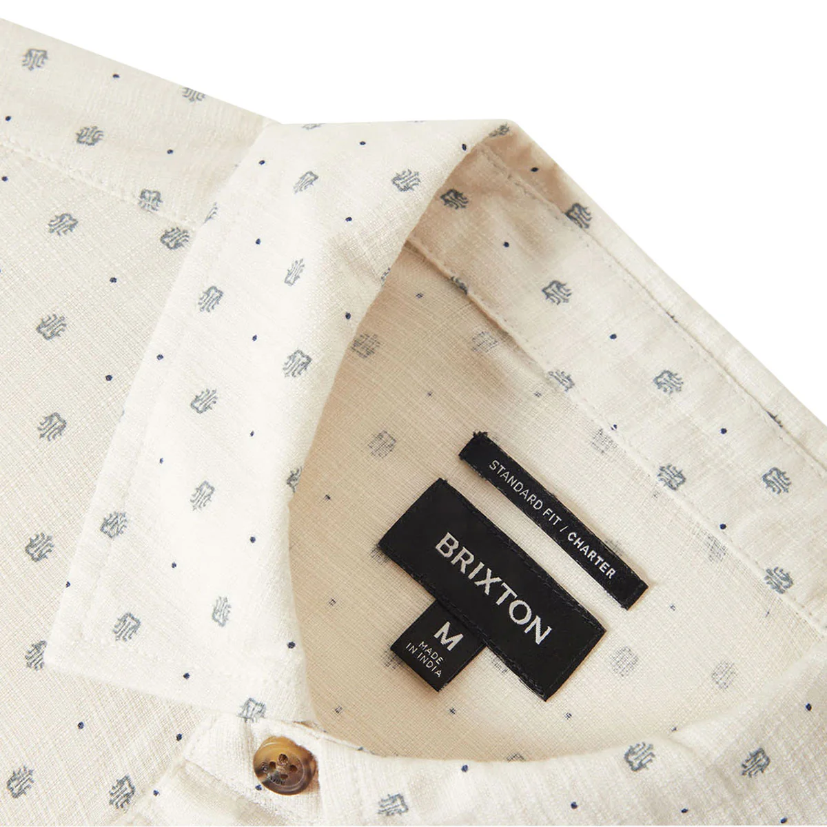 Brixton Charter Slub Shirt - Off White Micro Geo - Image 6