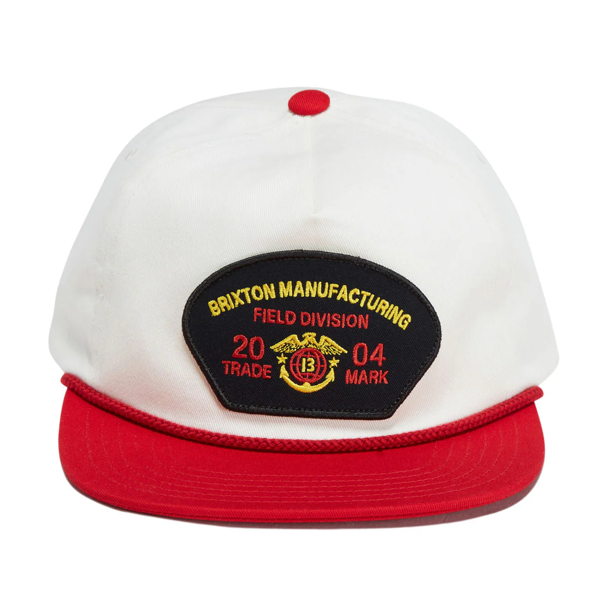 Brixton Division Np Mp Snapback Hat - Off White/Red - Image 2