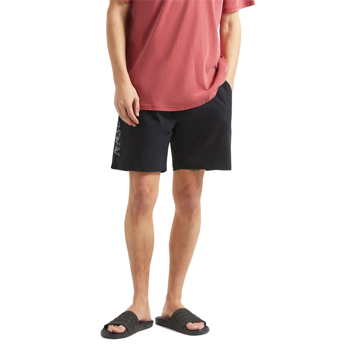 Brixton Everyday Hybrid 7" Shorts - Black/White - Image 3