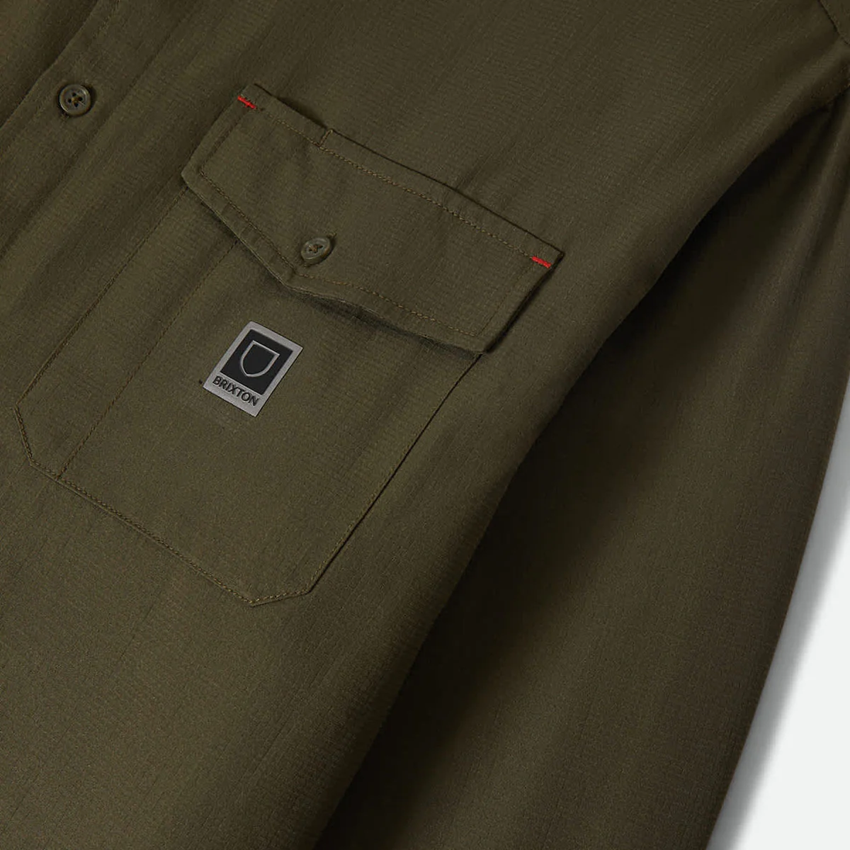 Brixton Journey Lightweight Long Sleeve Shirt - Dark Olive - Image 6