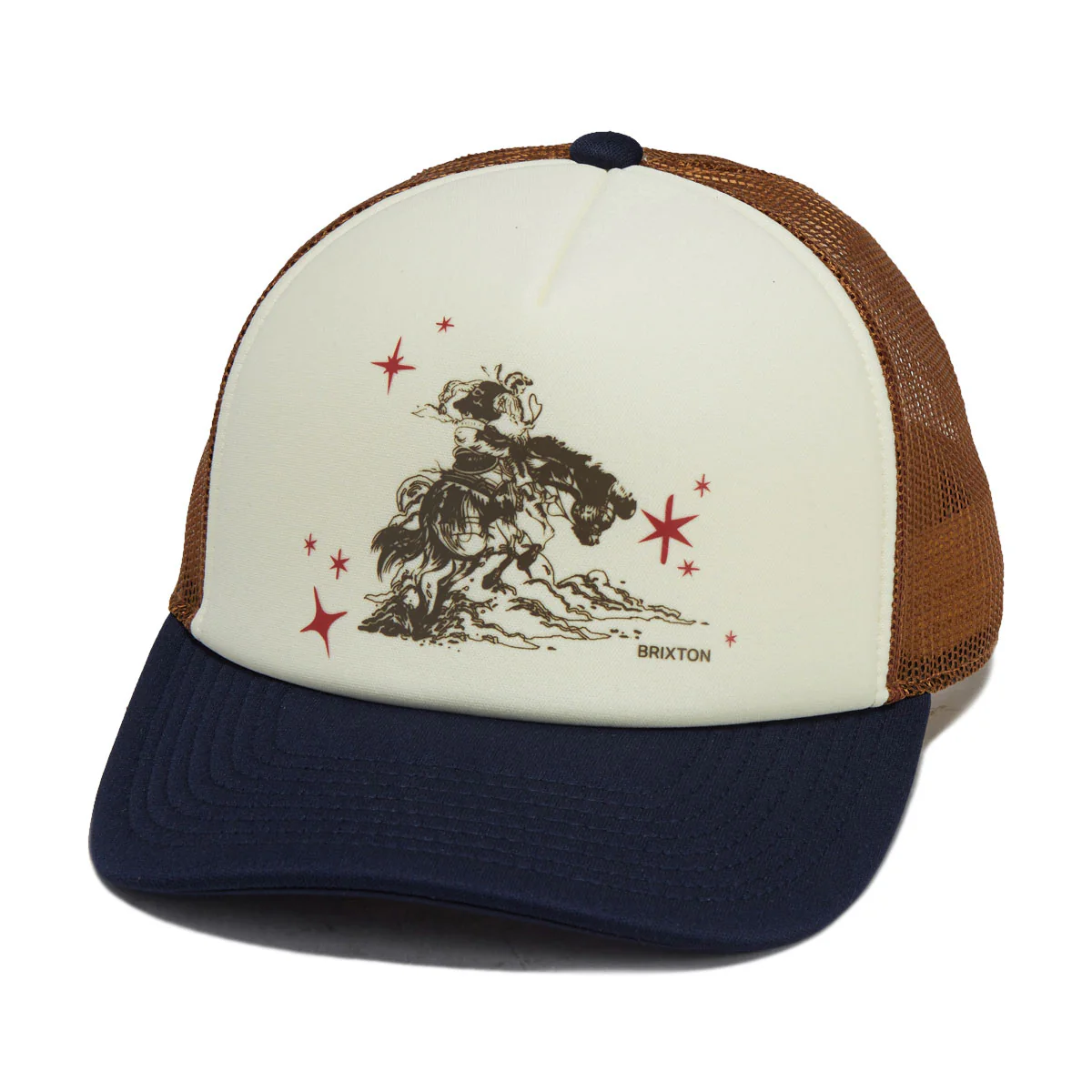 Brixton Mid Century Ranch Trucker Hat - Off White/Washed Navy/Caramel