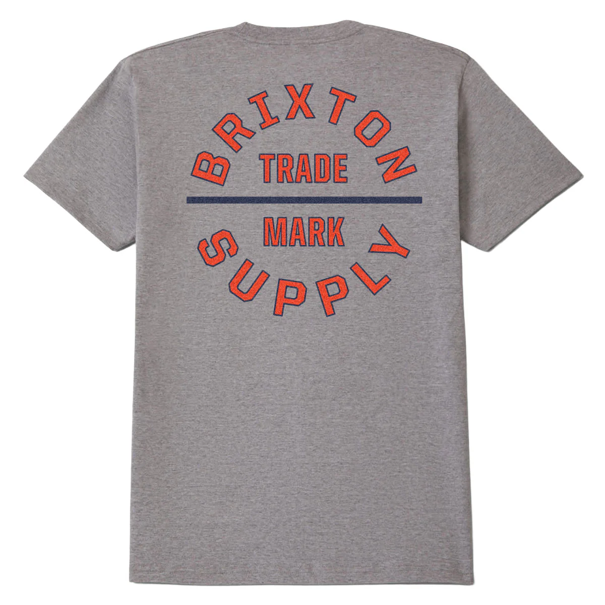 Brixton Oath V T-Shirt - Heather Grey/Lava Red/Midnight Blue