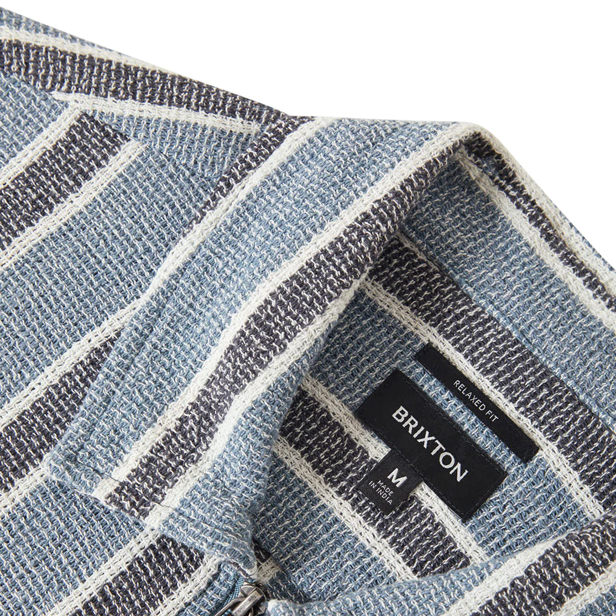 Brixton The Dexter Textured Stripe Shirt - Black/Dusty Blue - Image 6