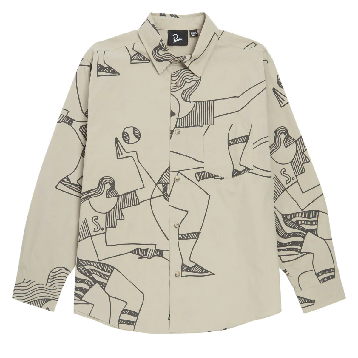By Parra Pen Drawings Long Sleeve Shirt - Sand
