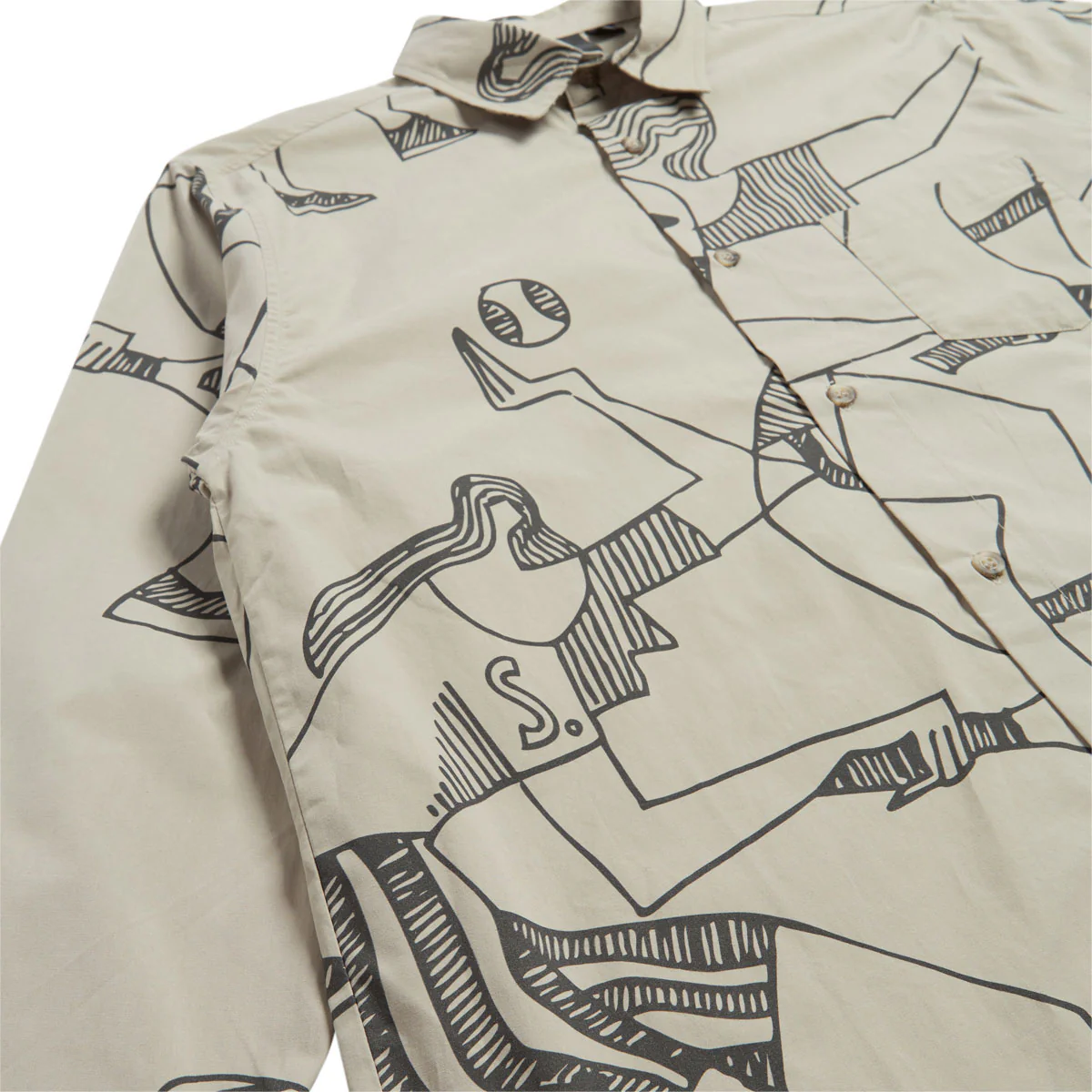 By Parra Pen Drawings Long Sleeve Shirt - Sand - Image 4