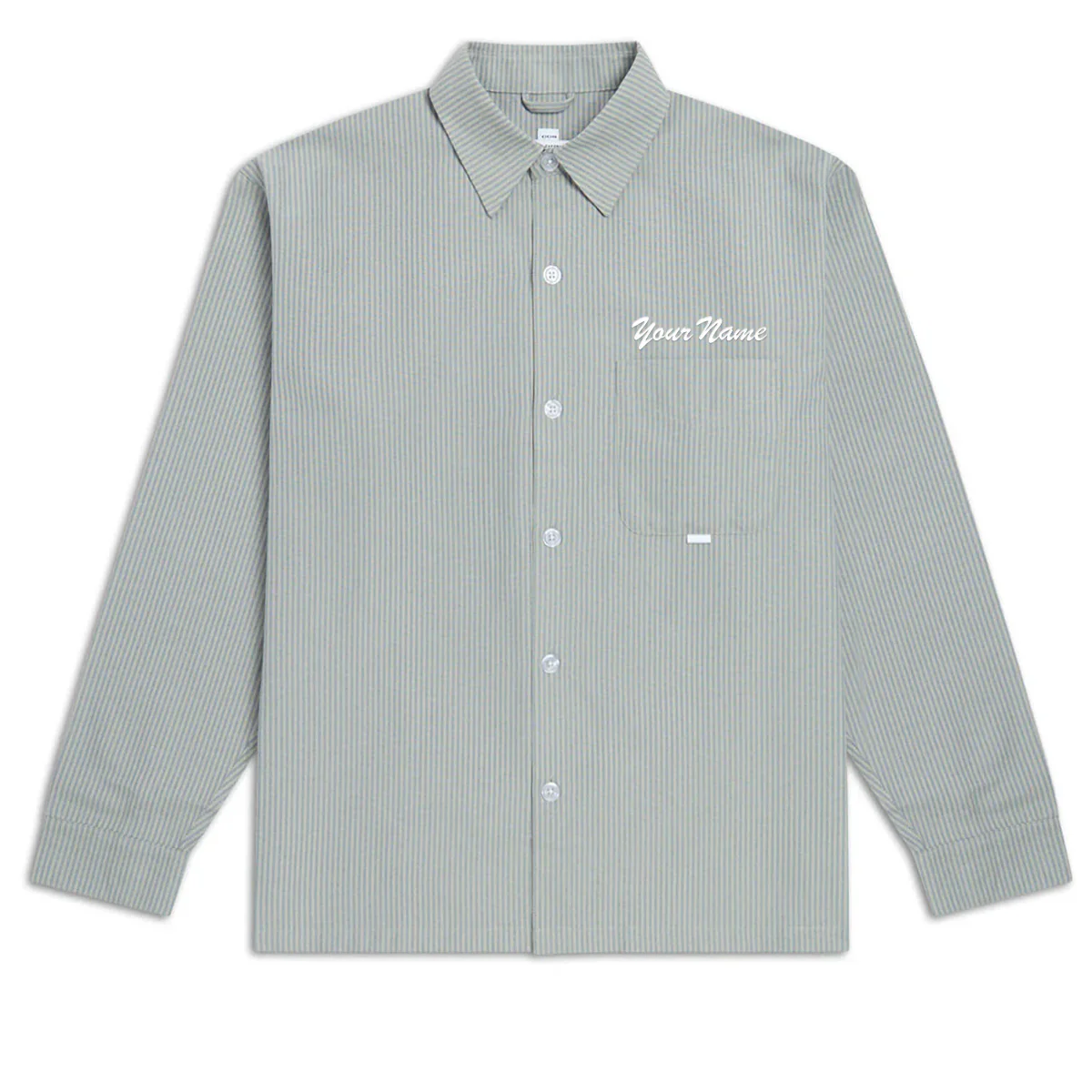 CCS Custom Embroidered Box Oxford Shirt - Green Stripe - MD