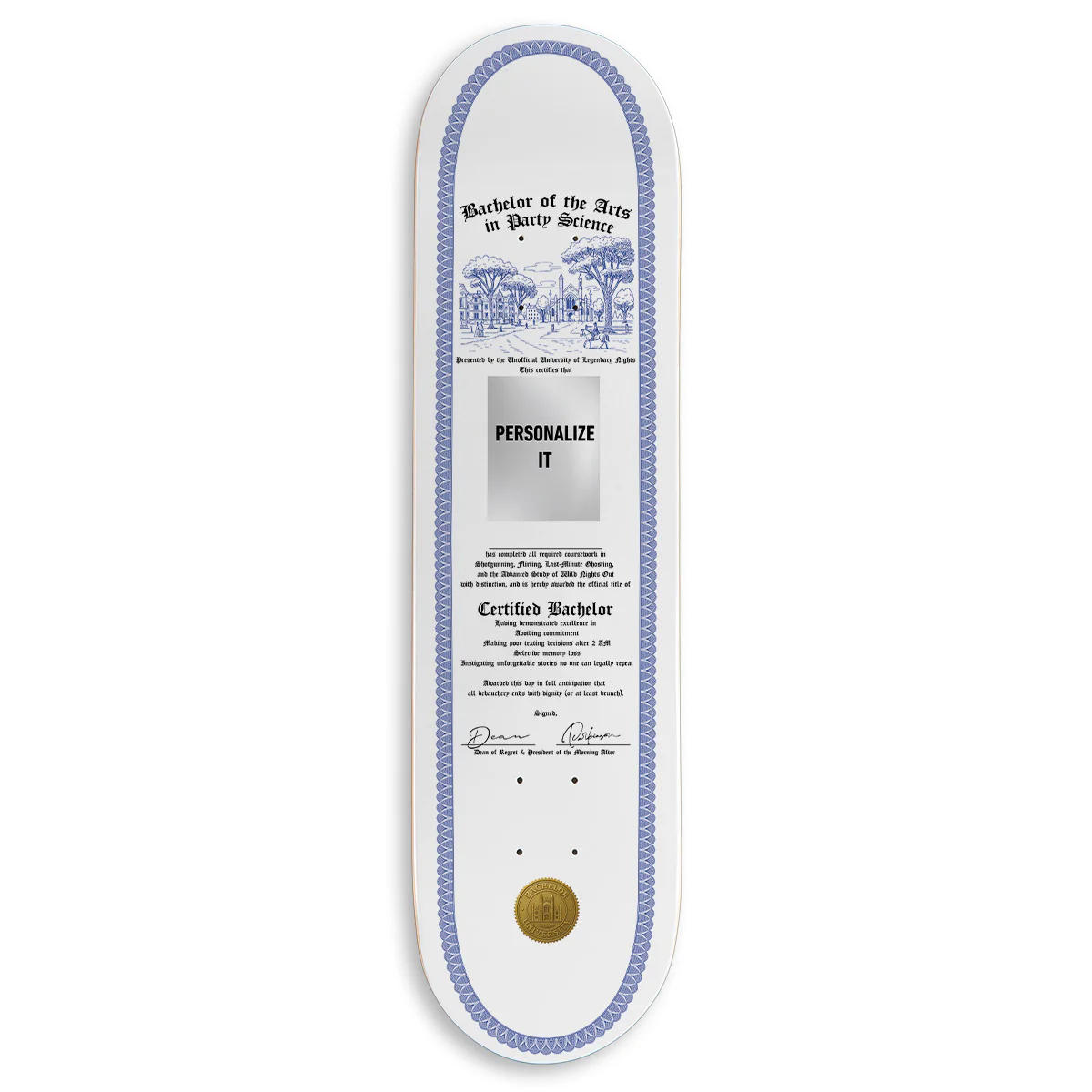 CCS Customs Together Skateboard Deck - Bachelor Certificate - 8.25"