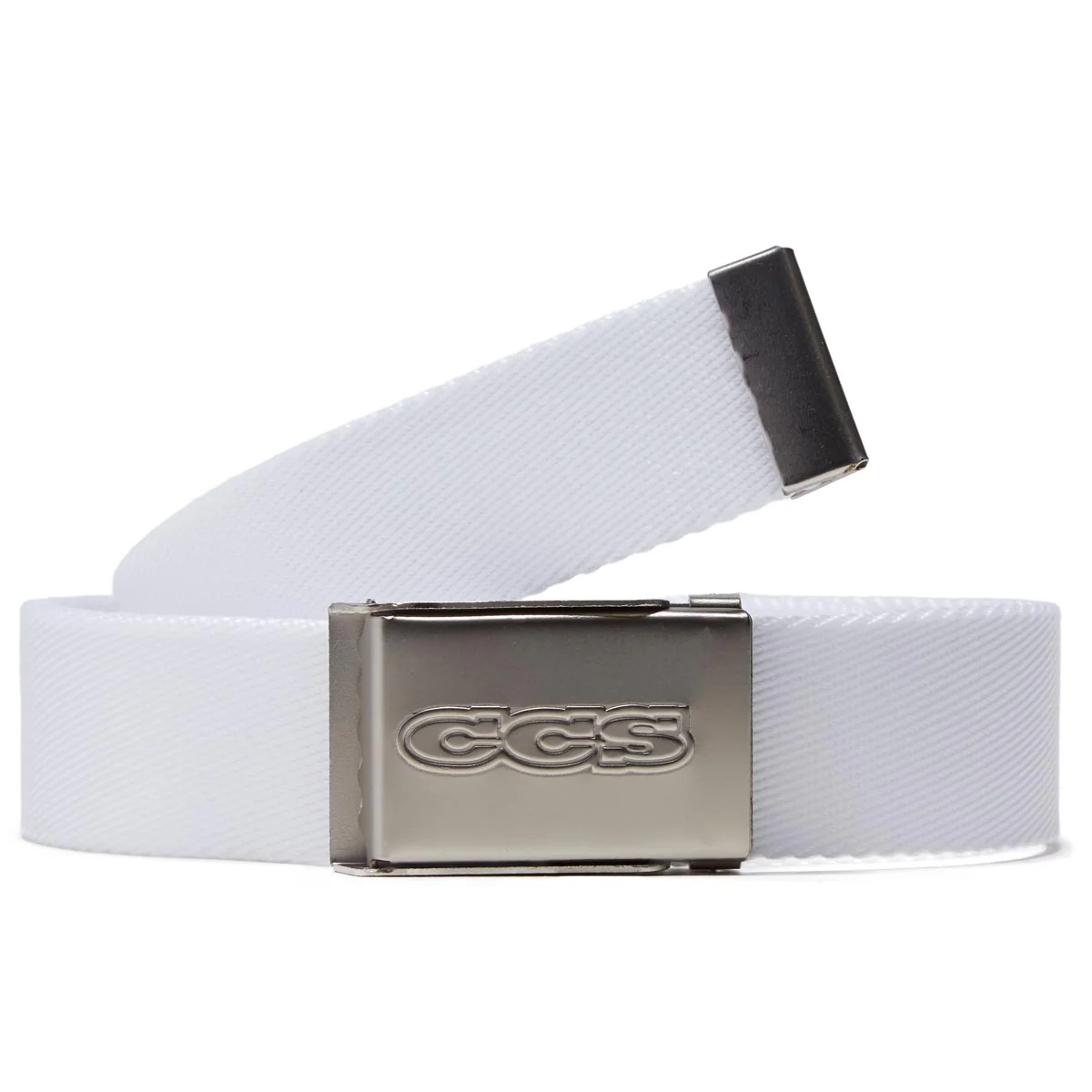 CCS Silver 96 Logo Web Belt - White