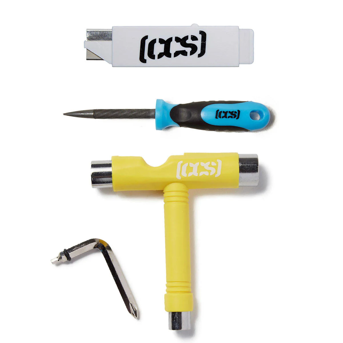 CCS Skateboard Tool with 2-in-1 File and Razor Blade - Yellow