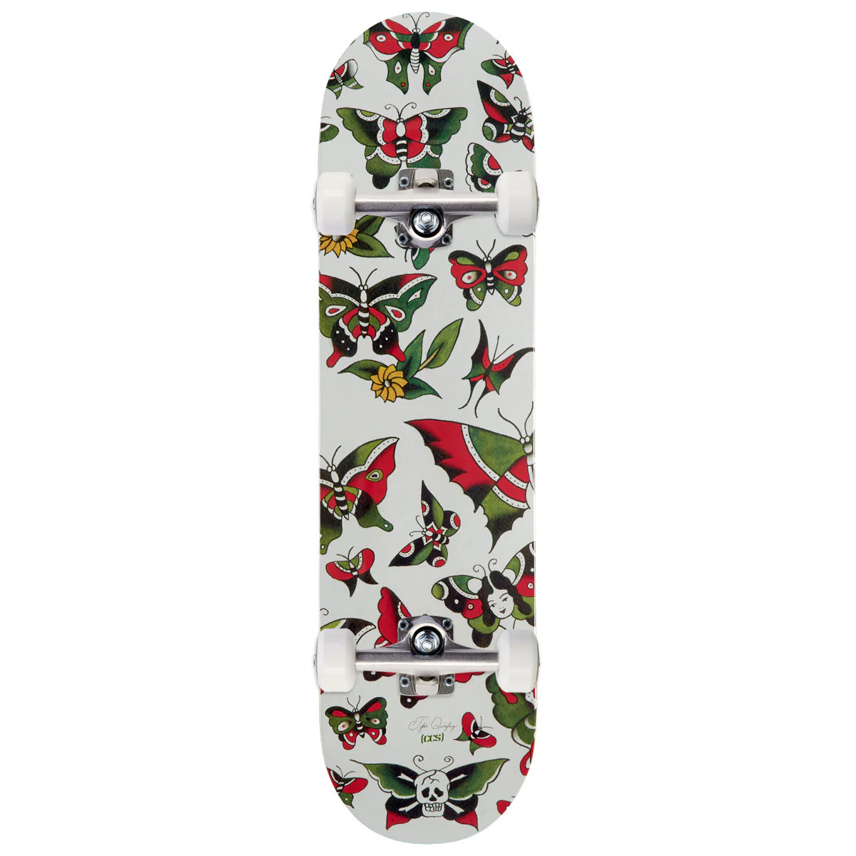 CCS x Tyler Quigley Flash Butterflies Skateboard Complete - White - 8.00"