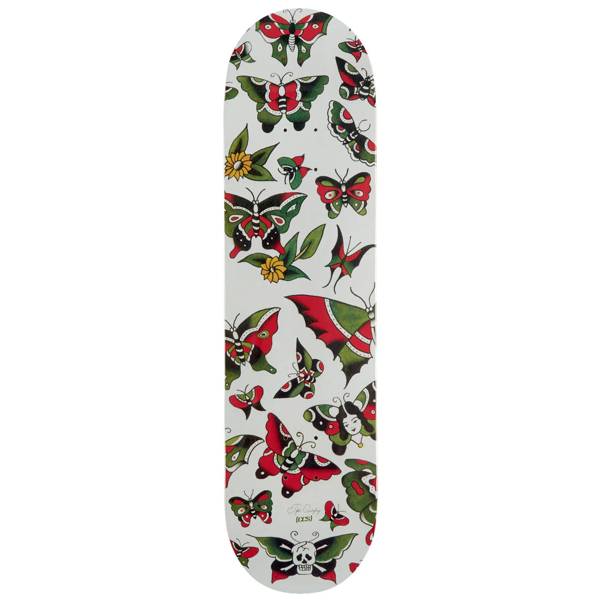 CCS x Tyler Quigley Flash Butterflies Skateboard Deck - White - 8.375"