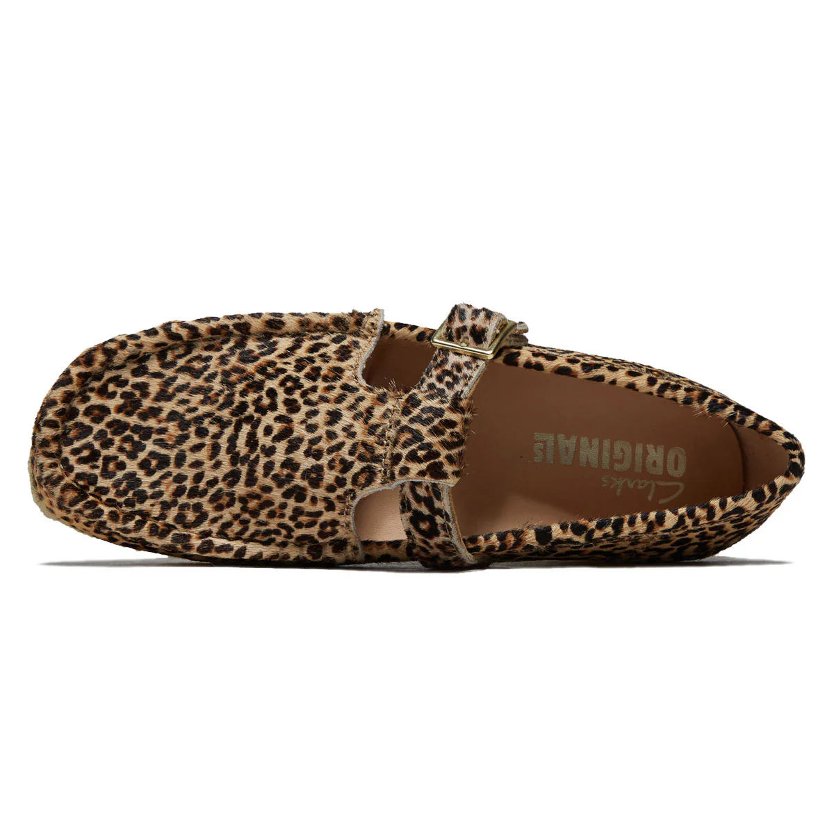 Clarks Womens Wallabee T Bar Shoes - Leopard Print - Image 3