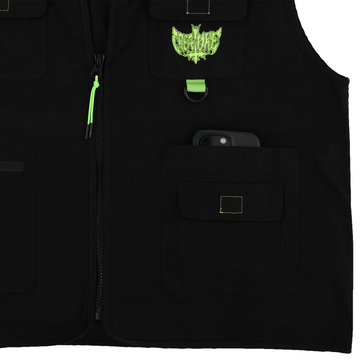 Creature Gravette Cut And Tie Utility Vest - Black - Image 5