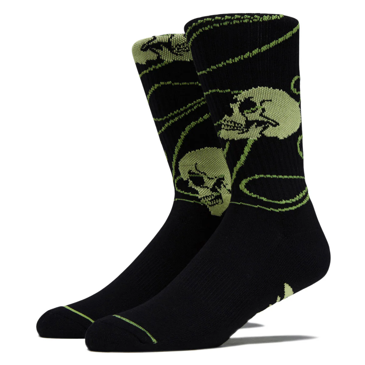 Creature Spiral Skull Crew Socks - Black