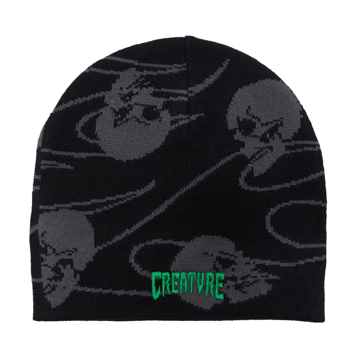 Creature Spiral Skull Skully Beanie - Black