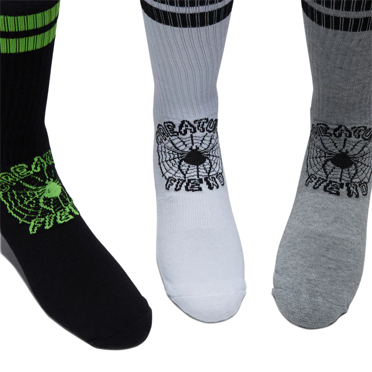 Creature Web Crew 3-Pack Of Crew Socks - Black/White/Grey Heather - Image 2