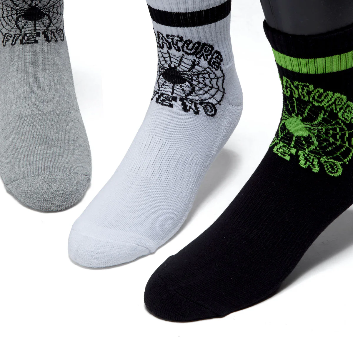 Creature Web Quarter 3-Pack Of Quarter Socks - Black/White/Grey Heather - Image 2