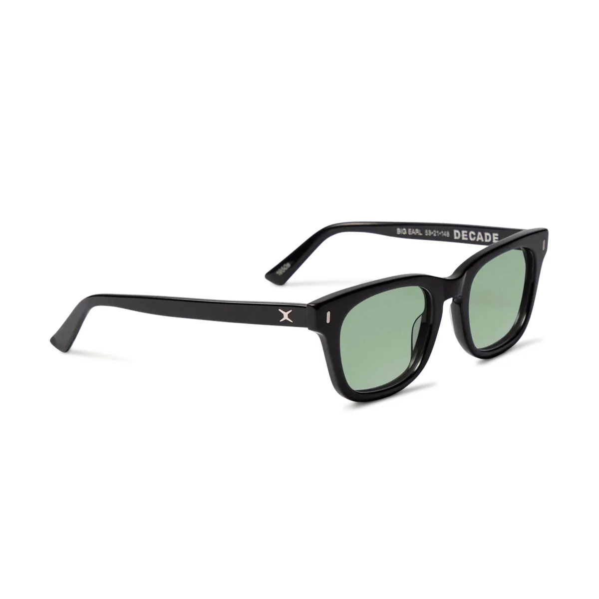 Decade Big Earl 50s Sunglasses - Gloss Black Acetate/Green CR-39