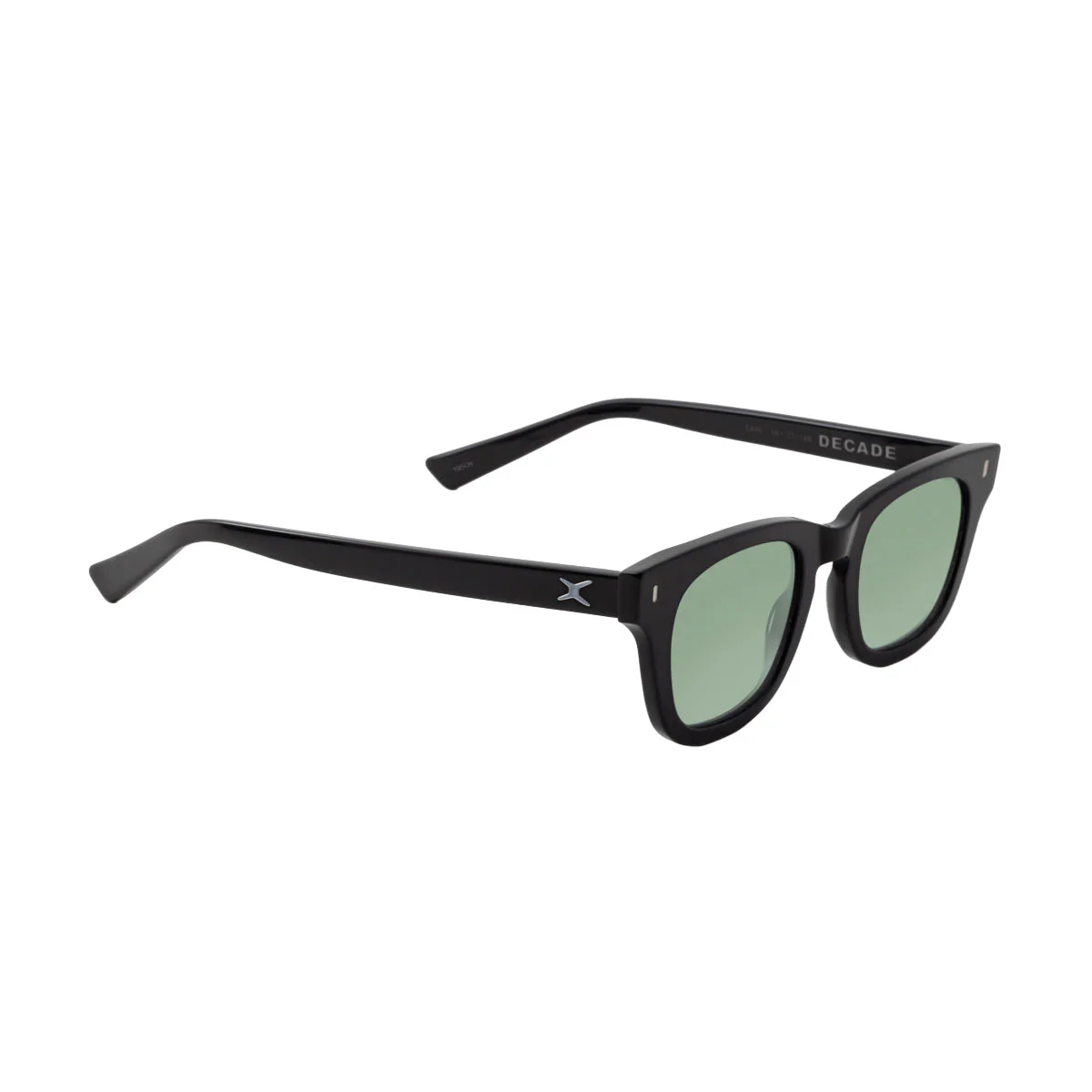 Decade Earl 50s Sunglasses - Gloss Black Acetate/Green CR39