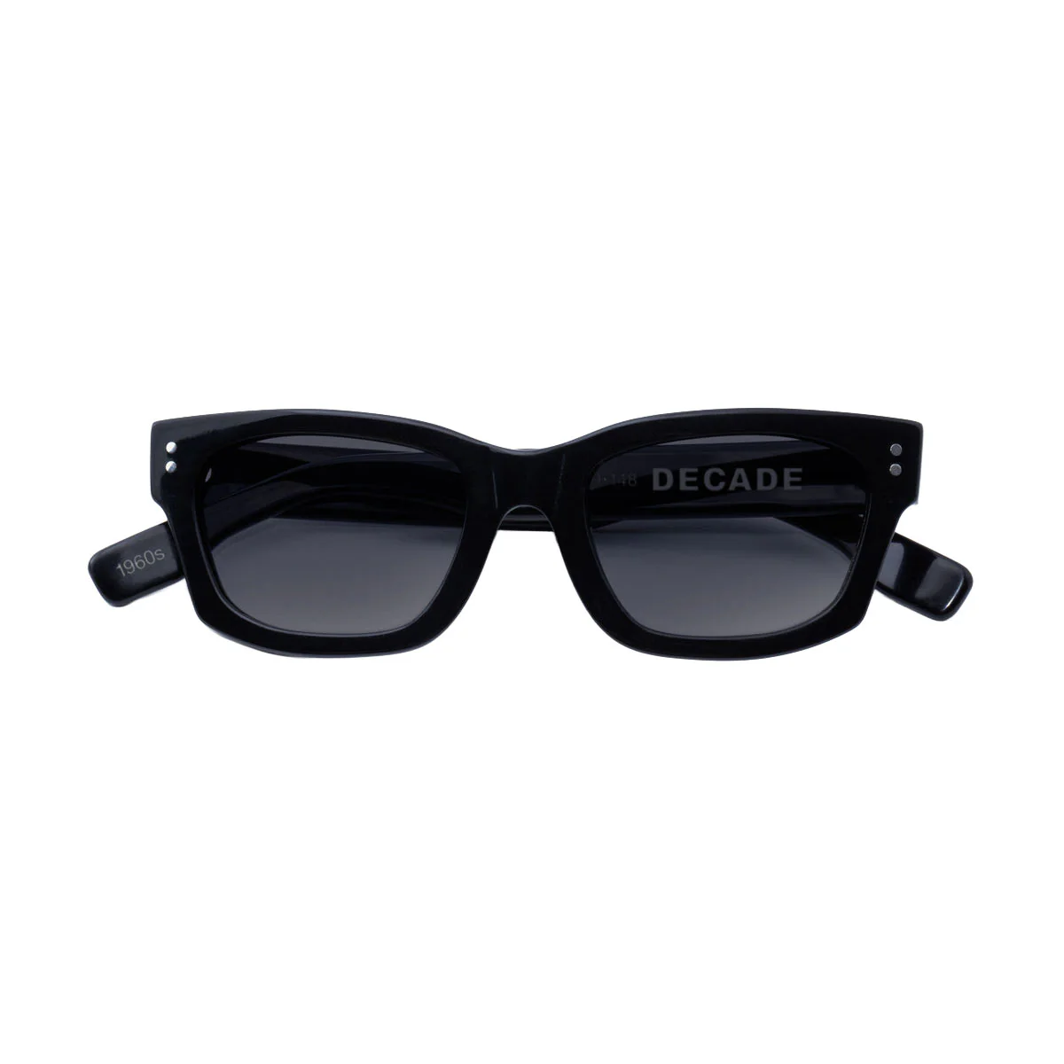 Decade Milton 60s Sunglasses - Gloss Black Acetate/Grey CR39 - Image 4
