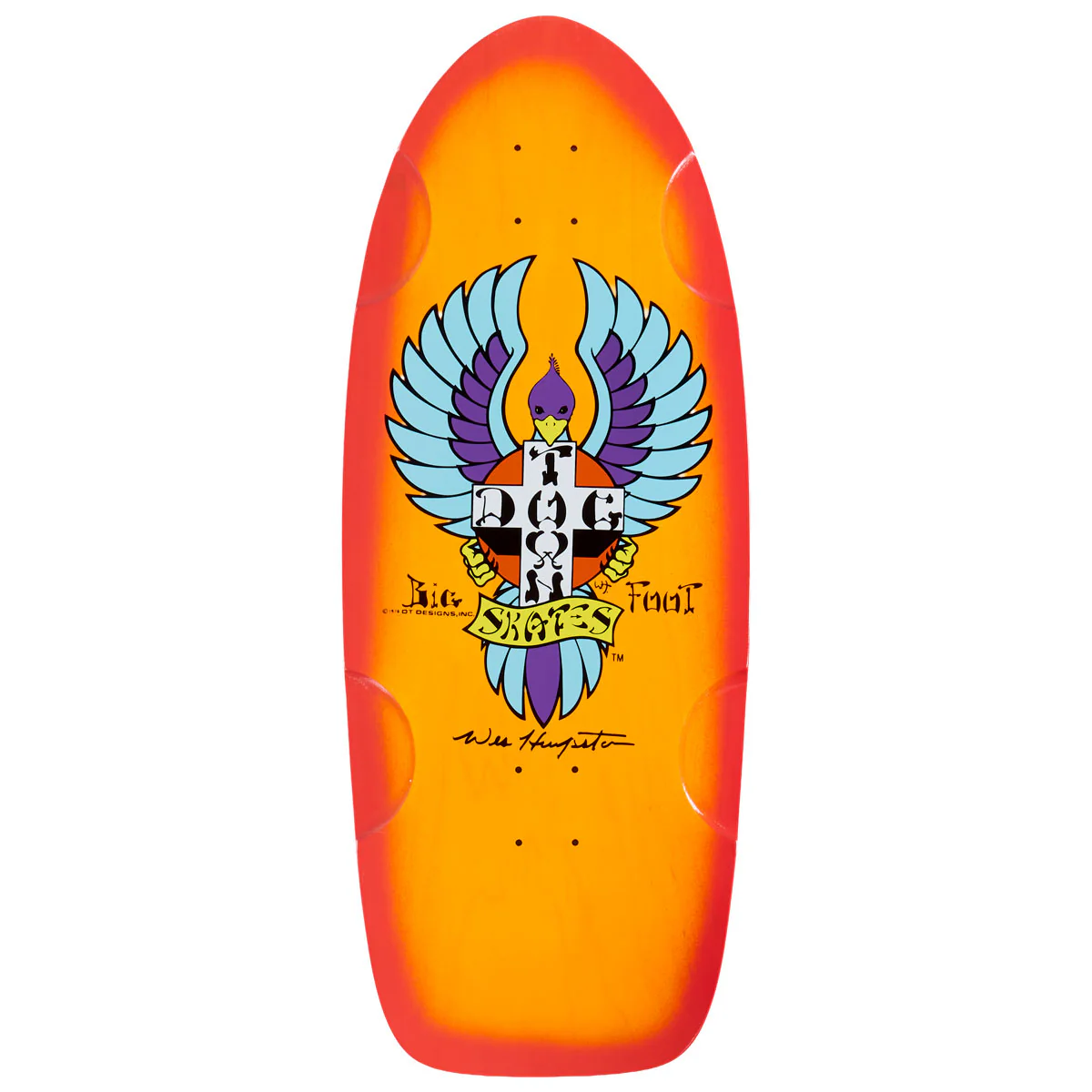 Dogtown Big Foot OG 70s Classic Skateboard Deck - Transparent Orange/Red Fade - 11.788"