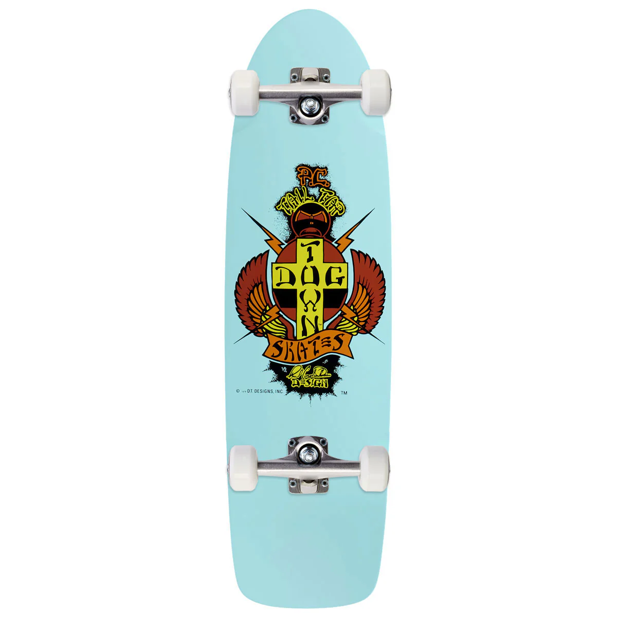 Dogtown PC Tail Tap OG 70s Classic Skateboard Complete - Sky Blue Full Dip - 8.375"