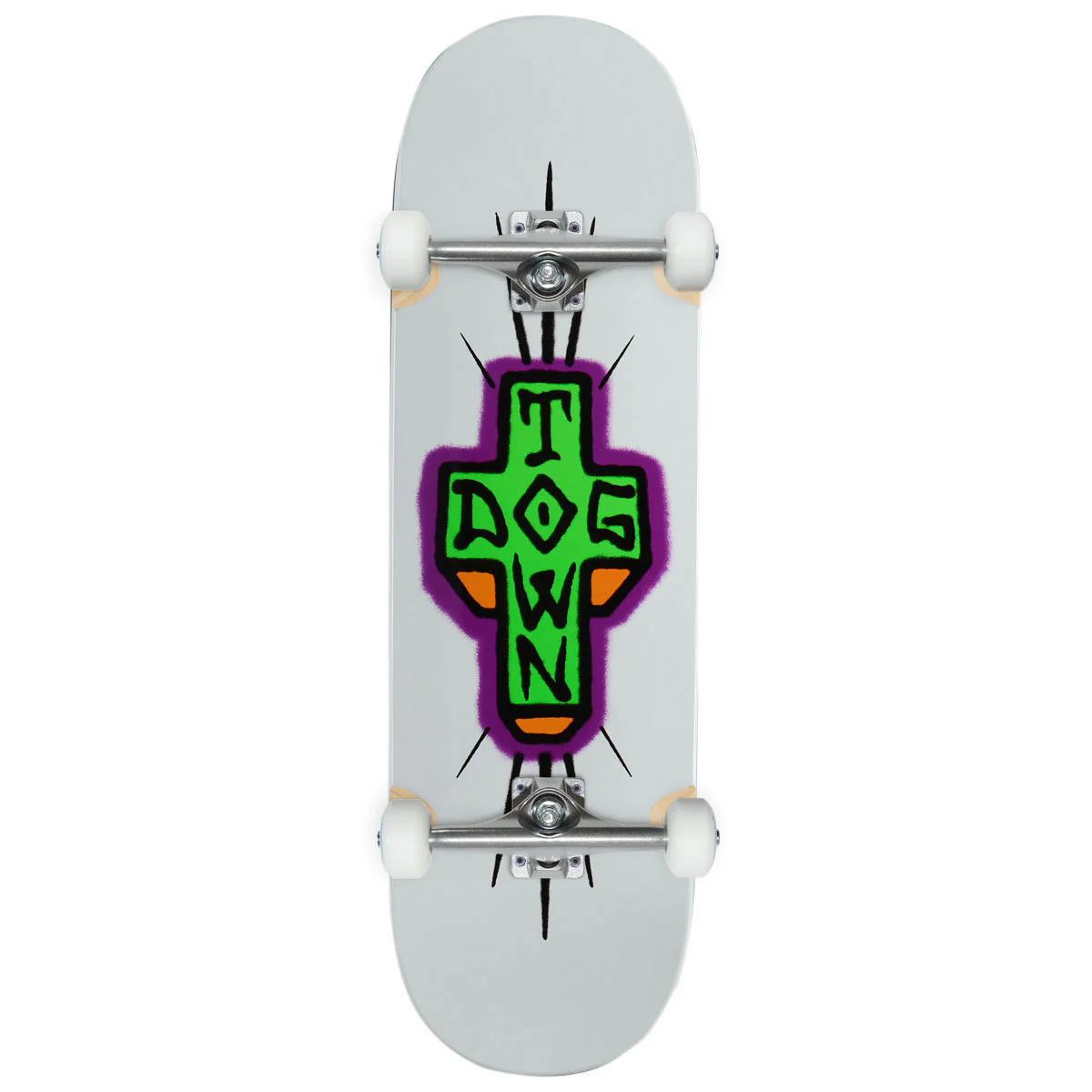 Dogtown Spray Cross Loose Trucks Skateboard Complete - Grey Full Dip - 9.25"