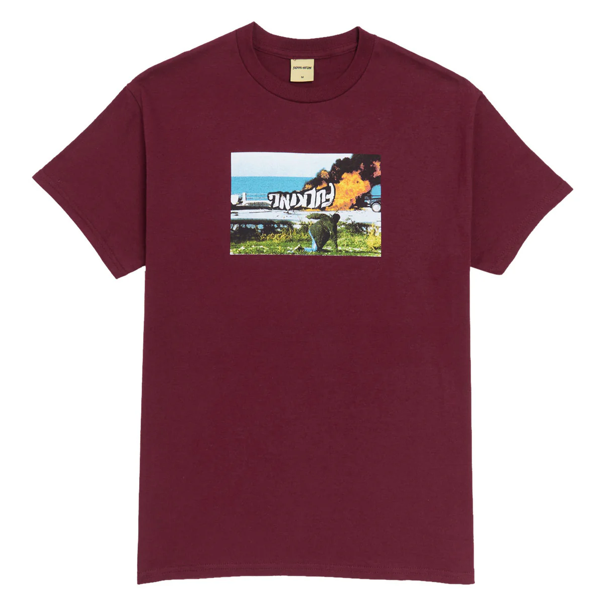 Fucking Awesome Car Burn T-Shirt - Maroon