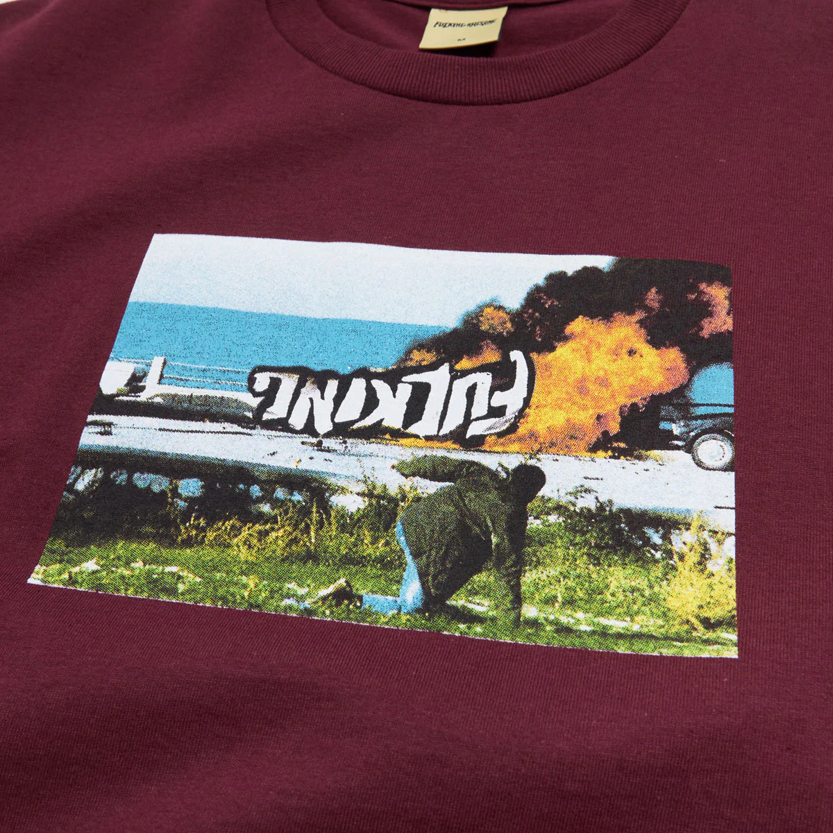 Fucking Awesome Car Burn T-Shirt - Maroon - Image 2