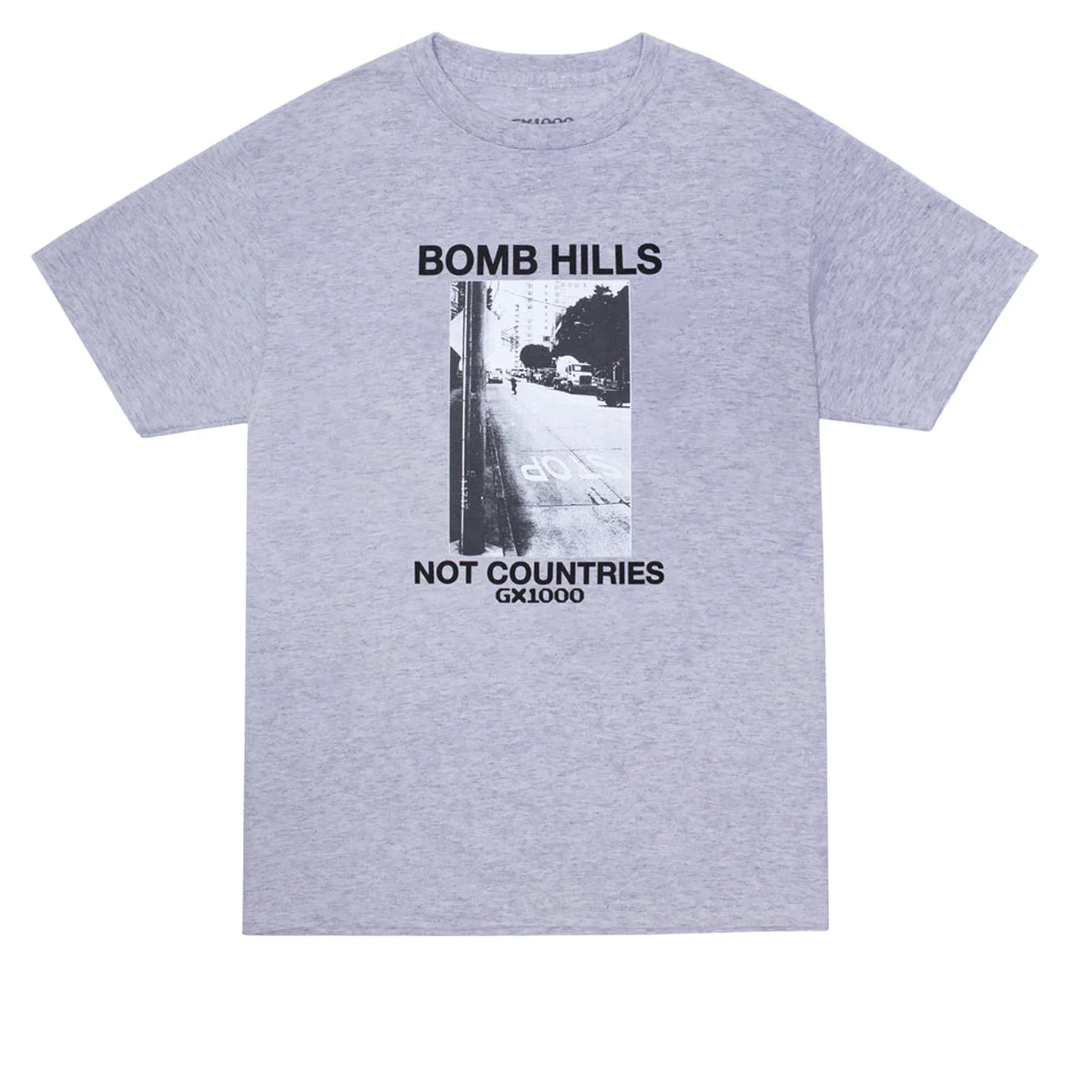 GX1000 Bomb Hills T-Shirt - Heather Grey/Black Font