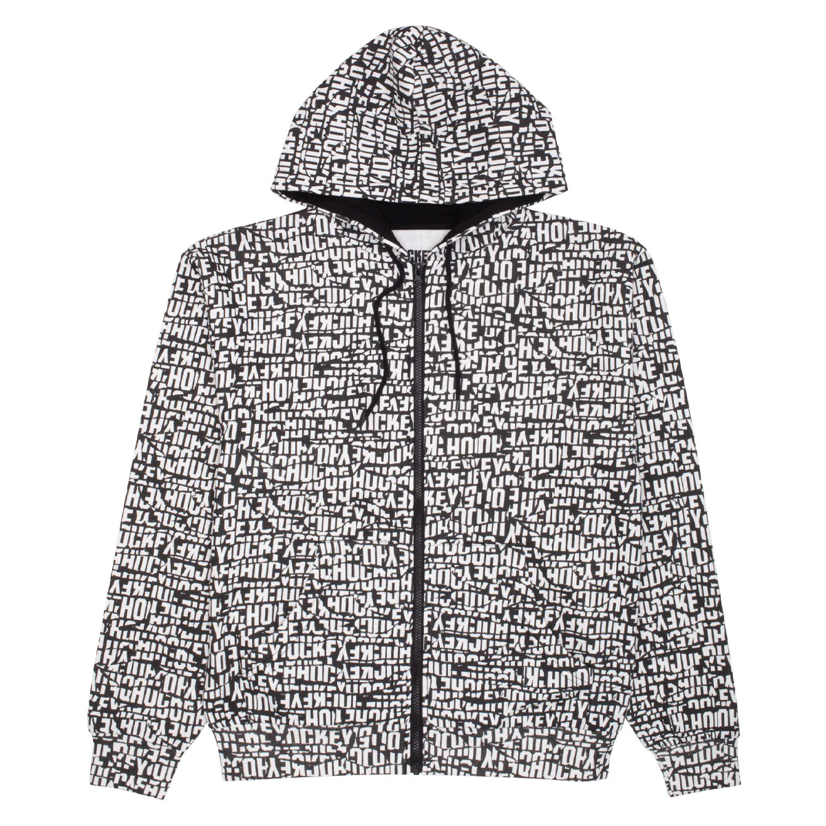 Hockey Torn Zip Hoodie - Black