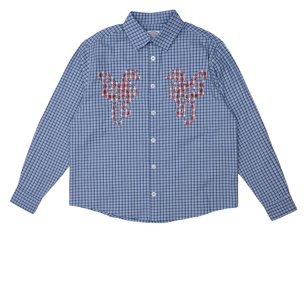 Hoddle Primary Logo Shirt - Gingham Blue