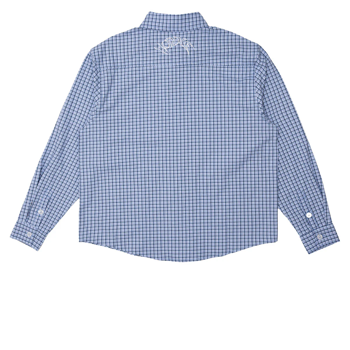 Hoddle Primary Logo Shirt - Gingham Blue - Image 2