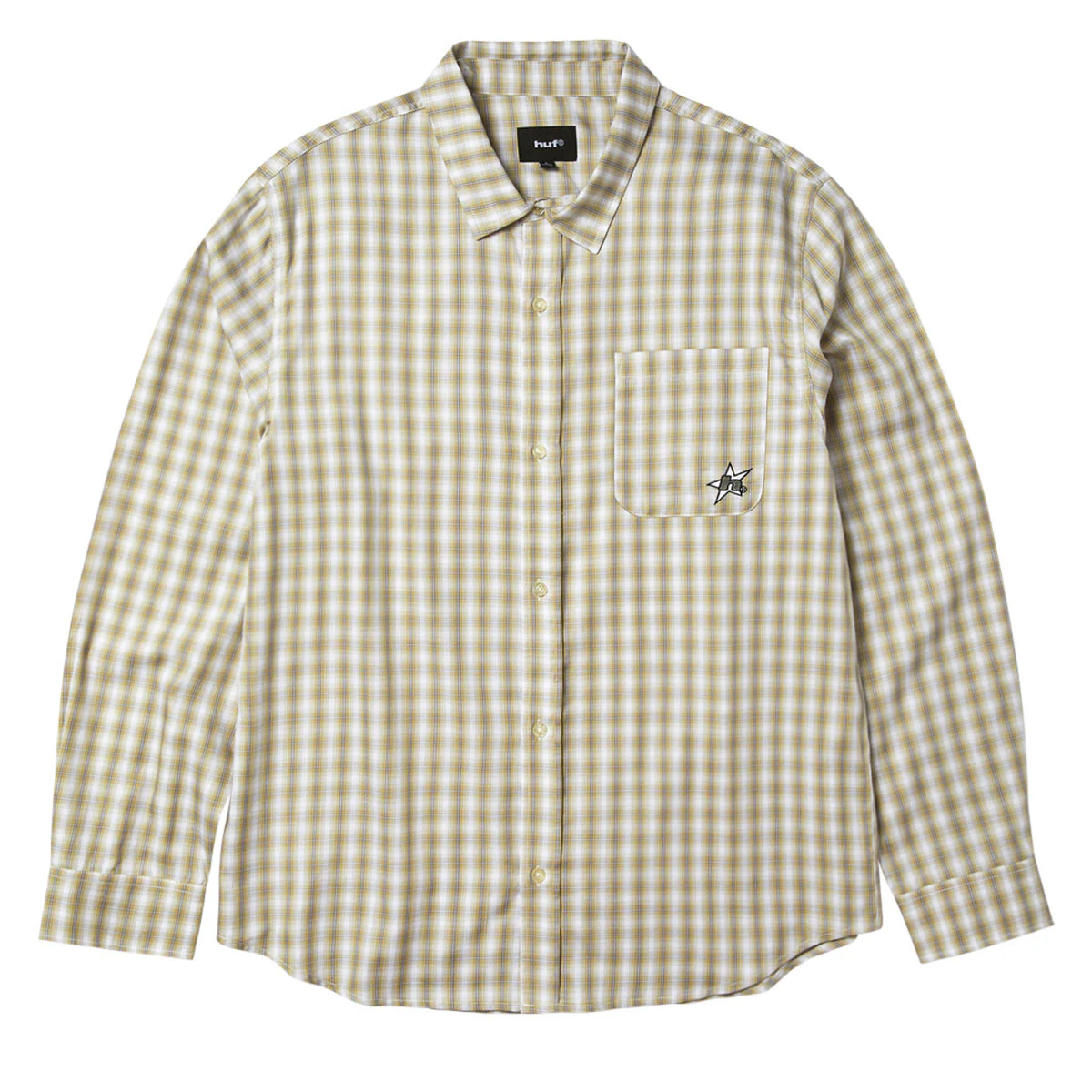 HUF H Star Long Sleeve Plaid Shirt - Putty