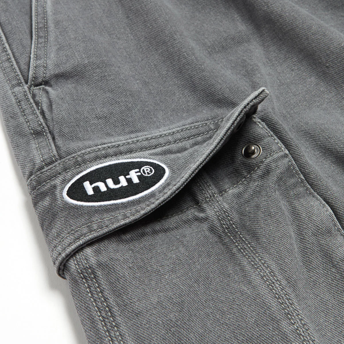 HUF Oval Denim Cargo Shorts - Frost Gray - Image 4