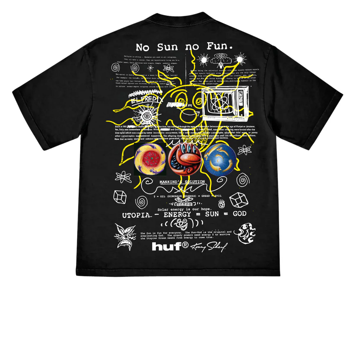 HUF x Kenny Scharf Philosophy T-Shirt - Black - Image 2