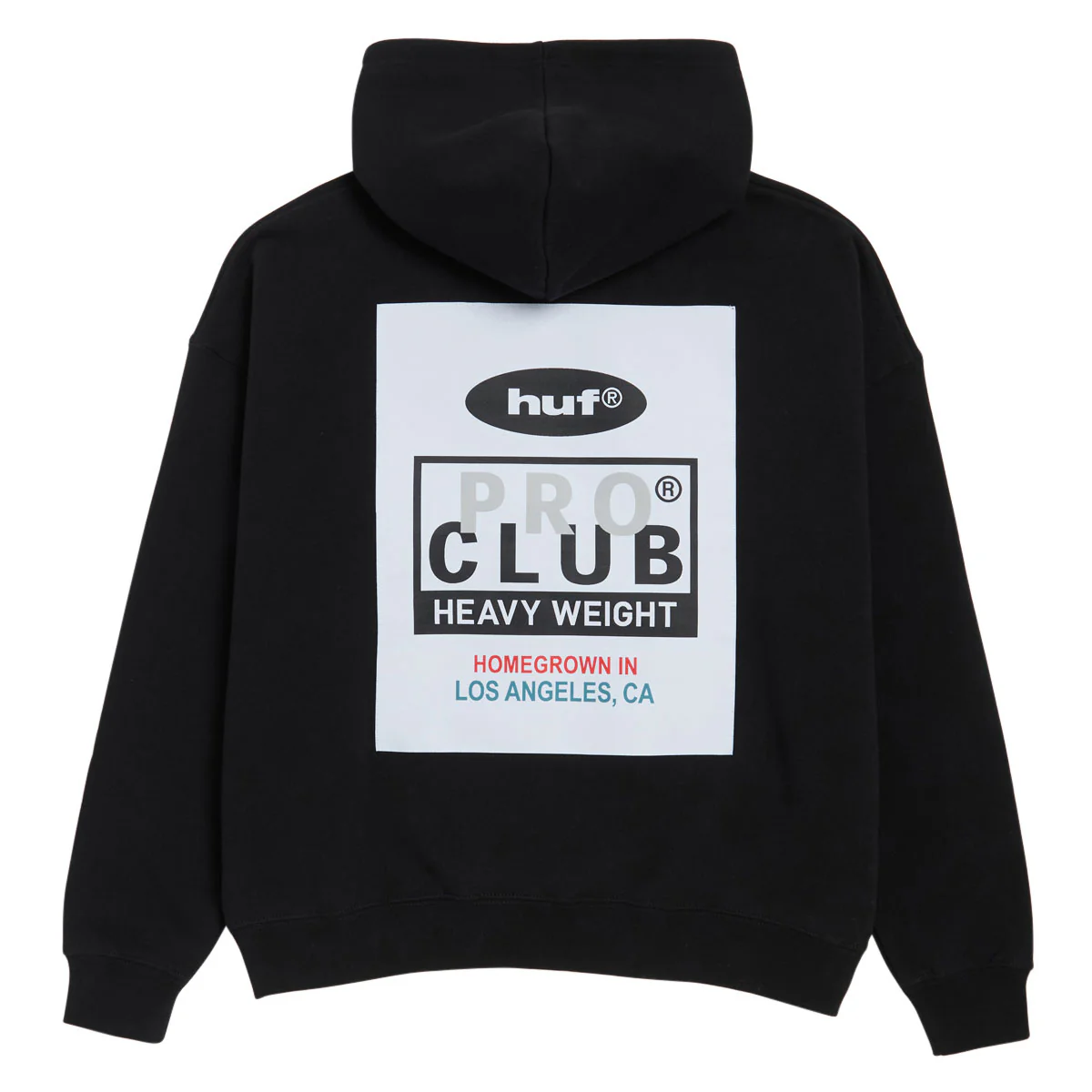 HUF x Pro Club Heavyweight Hoodie - Black - Image 2